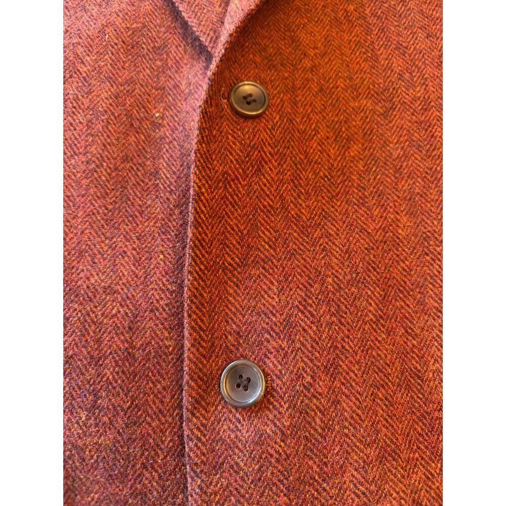 James Tattersall Mens 46L Wool Blend Rust Herringbone Blazer Jacket Modern - Picture 2 of 6